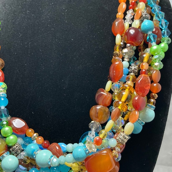 Statement Multi-Strand Gemstone Necklace – 24” Artisan made - Picture 9 of 11